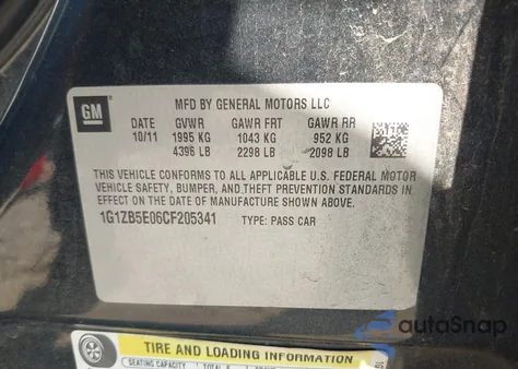 2012 Chevrolet Malibu Ls z USA, uszkodzony, nr VIN 1G1ZB5E06CF205341